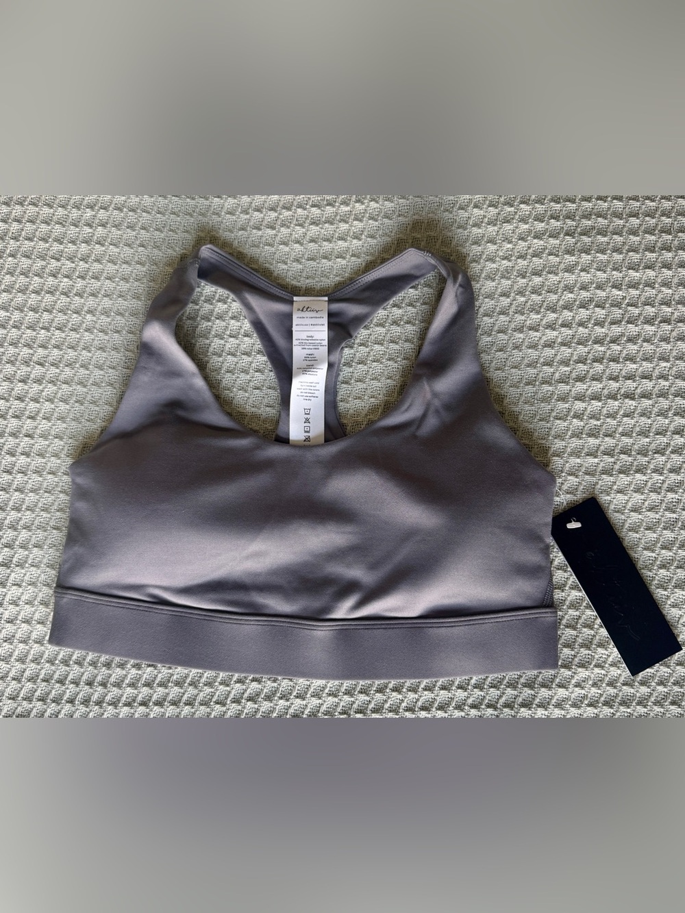 NWT Aktiiv wear Proterra Charcoal Thunder Racerback Sports Bra - Size Medium
